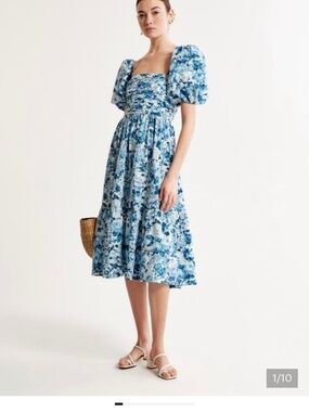 Abercrombie & Fitch Emerson Poplin Puff
Sleeve Midi Dress
